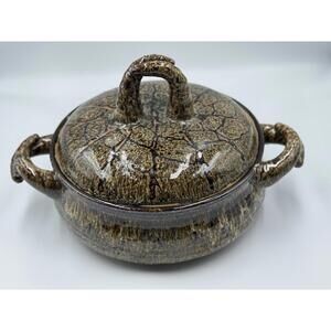 Handmade Studio Pottery Casserole Dish – Signed – Lidded Stoneware